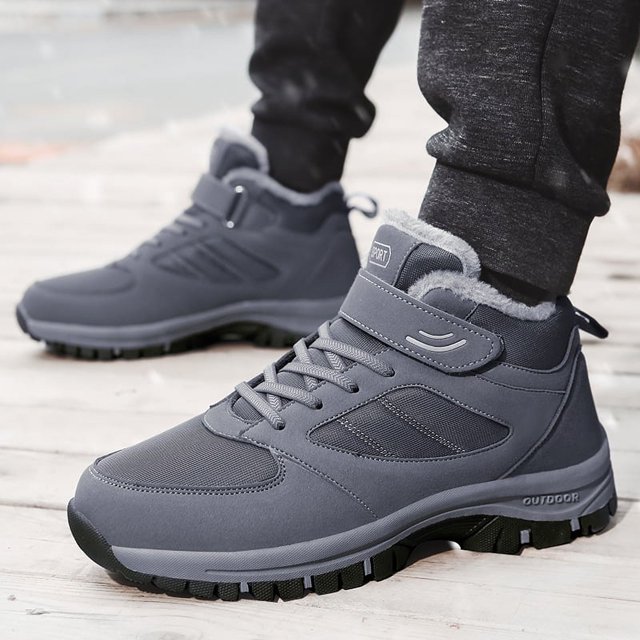 Zapatos de invierno acolchados de algodón, zapatos de papá con forro polar cálido para hombres, botas de nieve para exteriores del noreste de caña alta, zapatos de suela gruesa para personas de