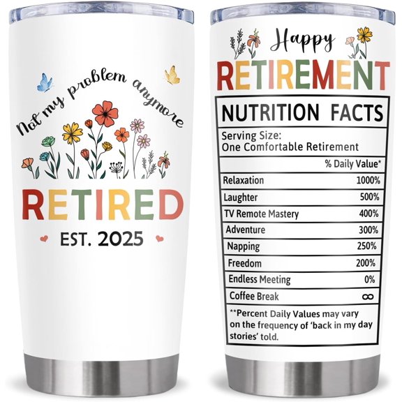 Retirement Gift for Woman, Best Retirement Gifts for Women 2025, Happy Retired Gifts for Women Tumbler 20Oz, Farewell Goodbye Gift for Coworkers Teachers Nurses Boss