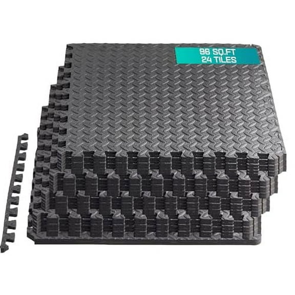Interlocking Exercise Mat - Black - 24pcs (96SQFT)