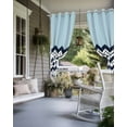 thumbnail image 4 of nqOlkjepod Outdoor Curtains for Patio Waterproof, Black Chevron Outdoor Privacy Panels Grommet, Geometric Blue White Sea Wavy Striped Blackout Outside Curtains for Porch/Cabana 54"x95", 2 Panels, 4 of 8