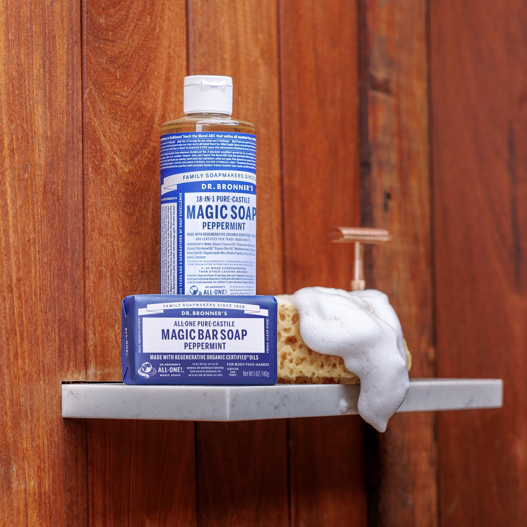 (6 pack) Dr. Bronner's Magic Soap Pure-Castile Bar, Organic Coconut Oil, Peppermint, 5 oz