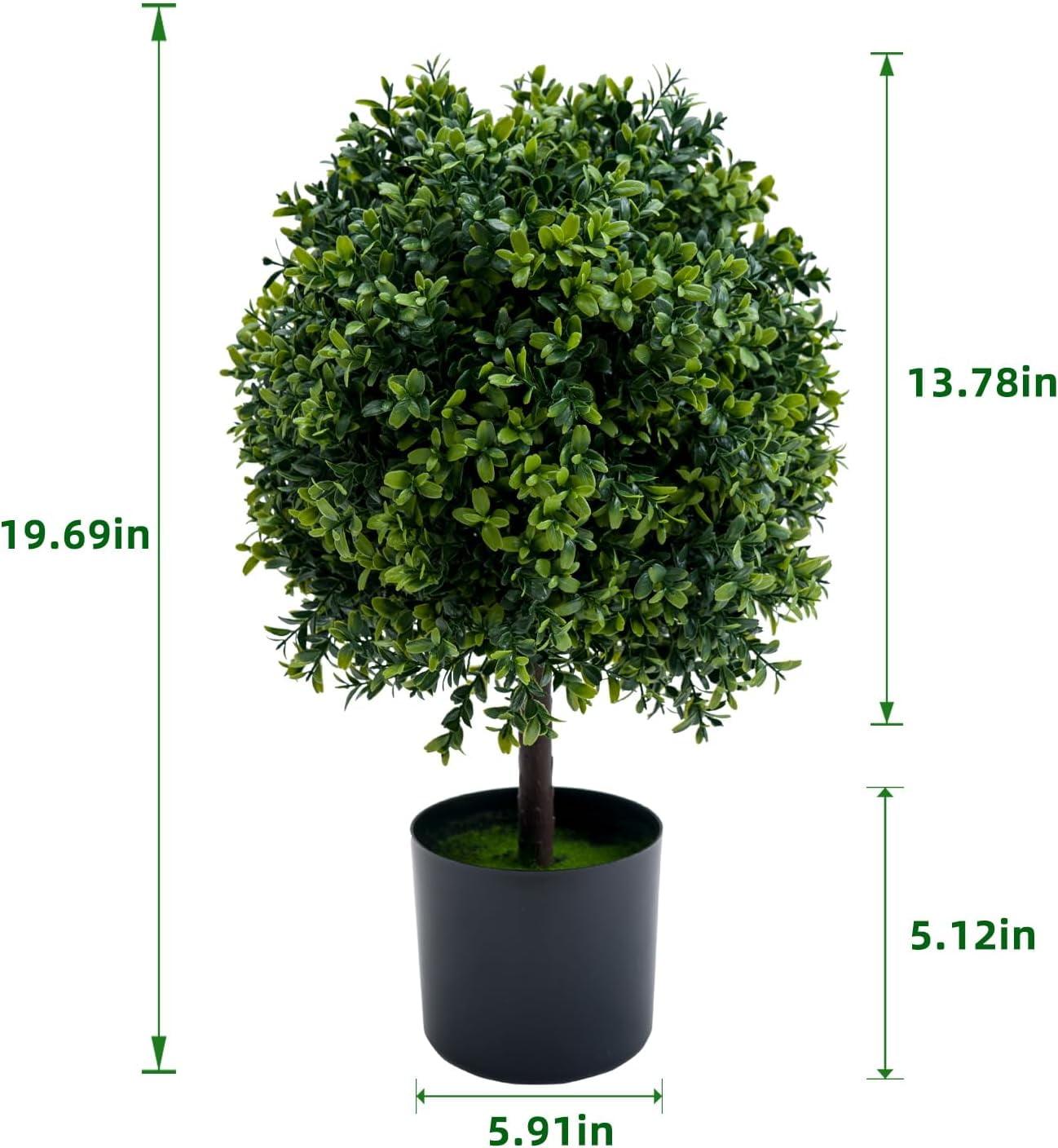 Garvee Artificial Topiary Trees Set of 2 Fake Topiary Boxwood Ball Tree without Fruit Faux Shrubs Plants Green Decor Indoor Porch Garden Dark Green 20inch