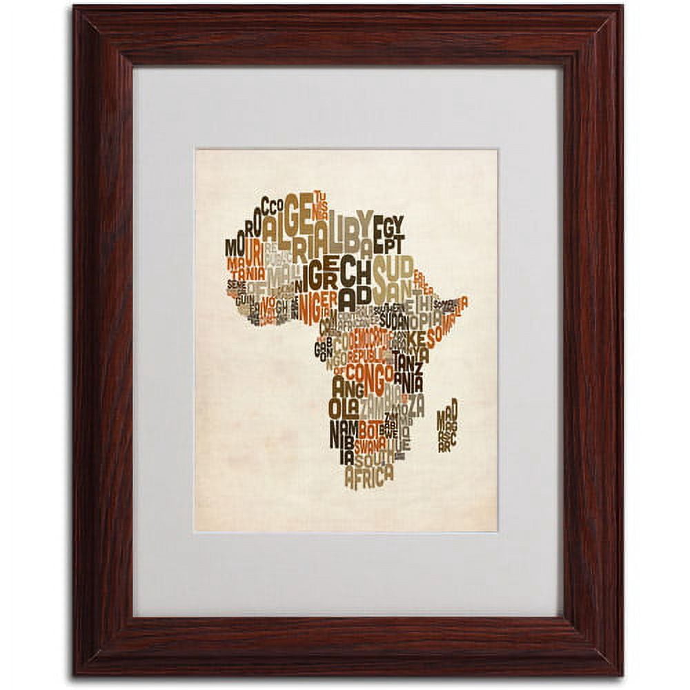 Trademark Fine Art "Africa Text Map" Matted Framed Art by Michael Tompsett