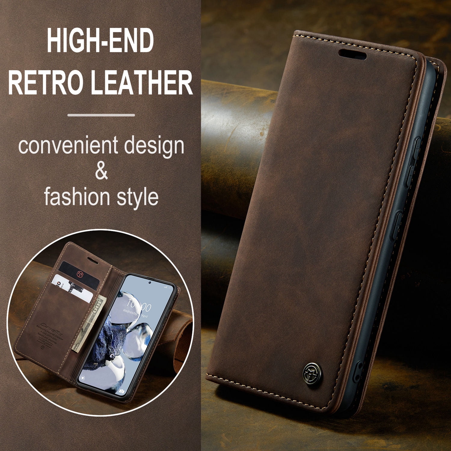 ETFAST Leather Wallet With Card Holder Zipper Phone Case For Redmi K50 Ultra High Quality Leather Phone Case