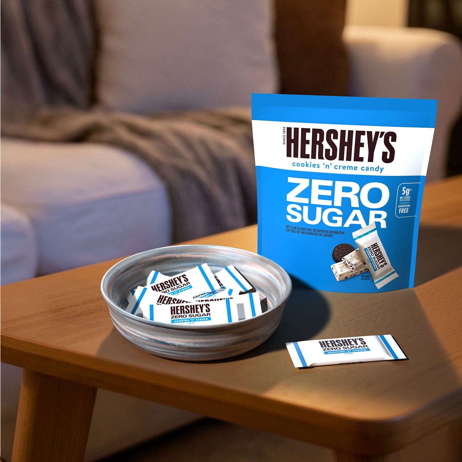 Hershey's Zero Sugar Cookies 'n' Creme Candy Bag, 5.1 oz