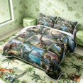thumbnail image 3 of Manfei Woodland Dinosaur Wildlife Quilt King,Retro Jungle King Coverlet Set,Green Gray,3-Piece,1 Bedspread and 2 Pillowcases, 3 of 7