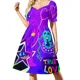 thumbnail image 2 of Vestido de manga corta Shooting For The Stars (luz ultravioleta) vestido mujer verano vestidos de verano para mujer vestidos de mujer, 2 of 8
