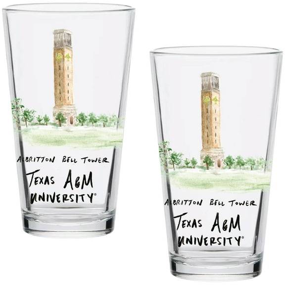 Texas A&M Aggies Laura Wilcox Watercolors 16oz Pint Glass 2-Pack