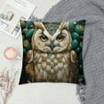 thumbnail image 2 of Orinice Owl Gold Accents Green Rocks Graphic Decorative Cushion Throw Pillow Cover for Home Couch Living Room Bed Sofa Soft and Durable Pillow Covers 1PC 12x12in, 2 of 5