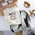 thumbnail image 2 of KPOPLK Kids Boy Pajamas Set Summer Baby Boy Letter Print Tank Top Pjs Shorts Sleepwear Clothes for 1-14 Years Size 12-18 Months, 2 of 4