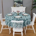 thumbnail image 2 of Teal Paisley Pattern Round Tablecloth 60"x60",Wrinkle Wipeable Table Cloth for Kitchen Dining Room Picnic Patio Party, 2 of 6