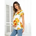 thumbnail image 3 of CALIPESSA Womens Summer Petal Sleeve Floral Print Maternity Blouses Casual Scoop Neck Short Sleeve Tunic Tops, 3 of 4