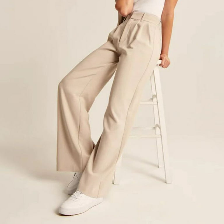 High Waisted Dress Pants for Women Business Casual Trendy Elastic Waist  Work Slacks Wide Leg Office Trousers