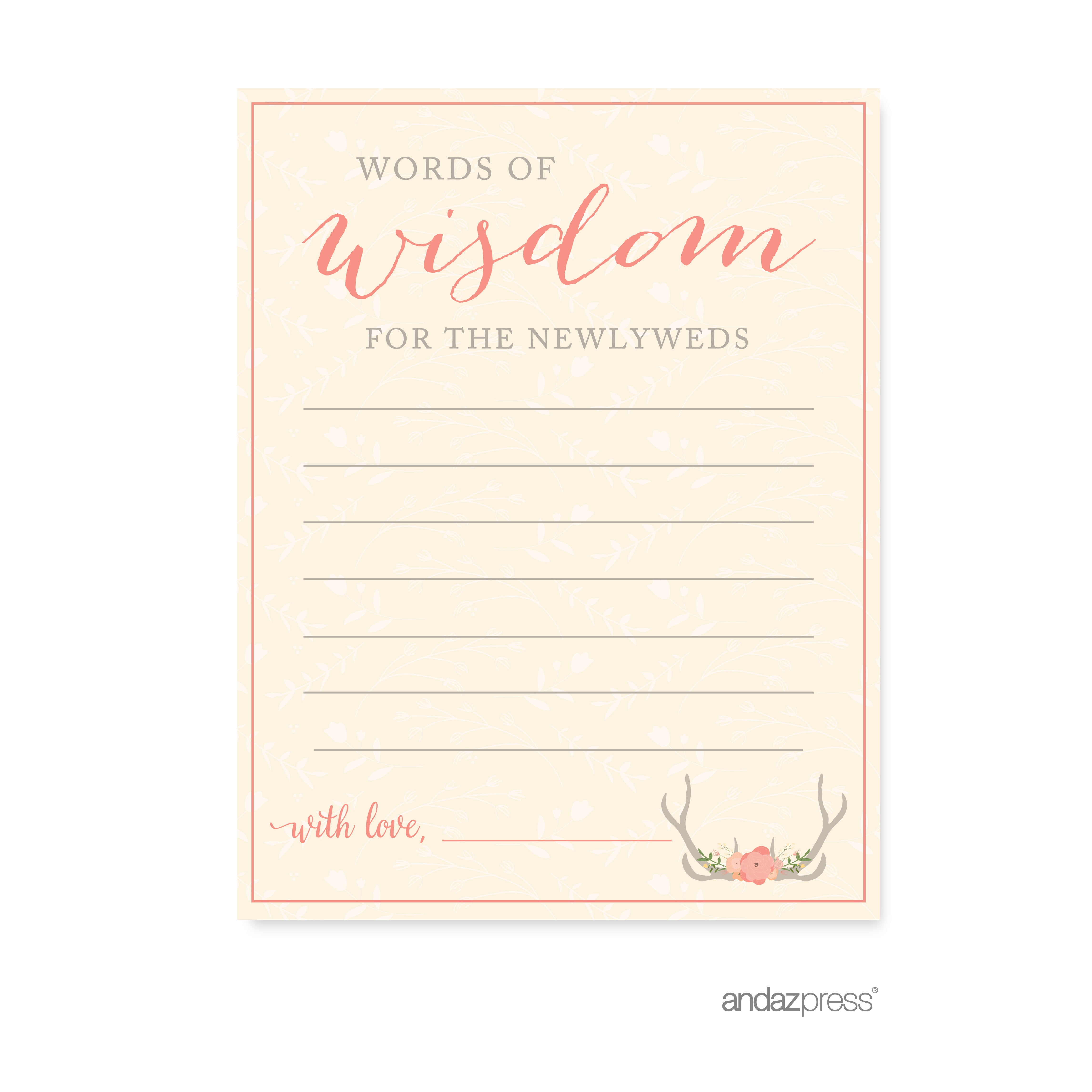 Words of Wisdom  Woodland Deer Wedding Cards Guest Book Alternative, 20-Pack