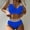 Blue, variant on Women's Two Piece Ribbed Swimsuit Summer Beach Fashion Twist Front High Waisted Bikini Sets Bathing Suits Hot Pink L