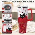 thumbnail image 4 of 40oz Cat Lover Tumbler with Handle - Cute Black Cat & Hearts Design, Stainless Steel Insulated Coffee Travel Mug, Valentine''s Anniversary Wedding Birthday Gift for Women, 4 of 6