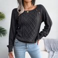 thumbnail image 2 of Gibobby Suéteres para mujer, Suéteres para Mujer otoño Invierno Manga Larga Casual Elegante suéter Color sólido(Negro,M), 2 of 5