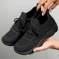 thumbnail image 7 of Women Breathable Knit Lace Up Walking Sneakers, Thick Cushioned Sole Lightweight Daily Commute Casual Outdoor Footwear Black 7.5, 7 of 7