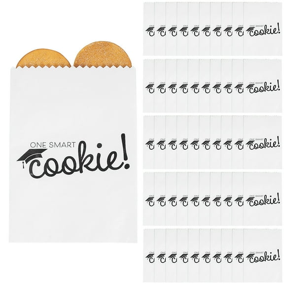 Fun Express 5 1/2" x 8" Graduation Party One Smart Cookie Paper Treat Bags - 50 Pc.