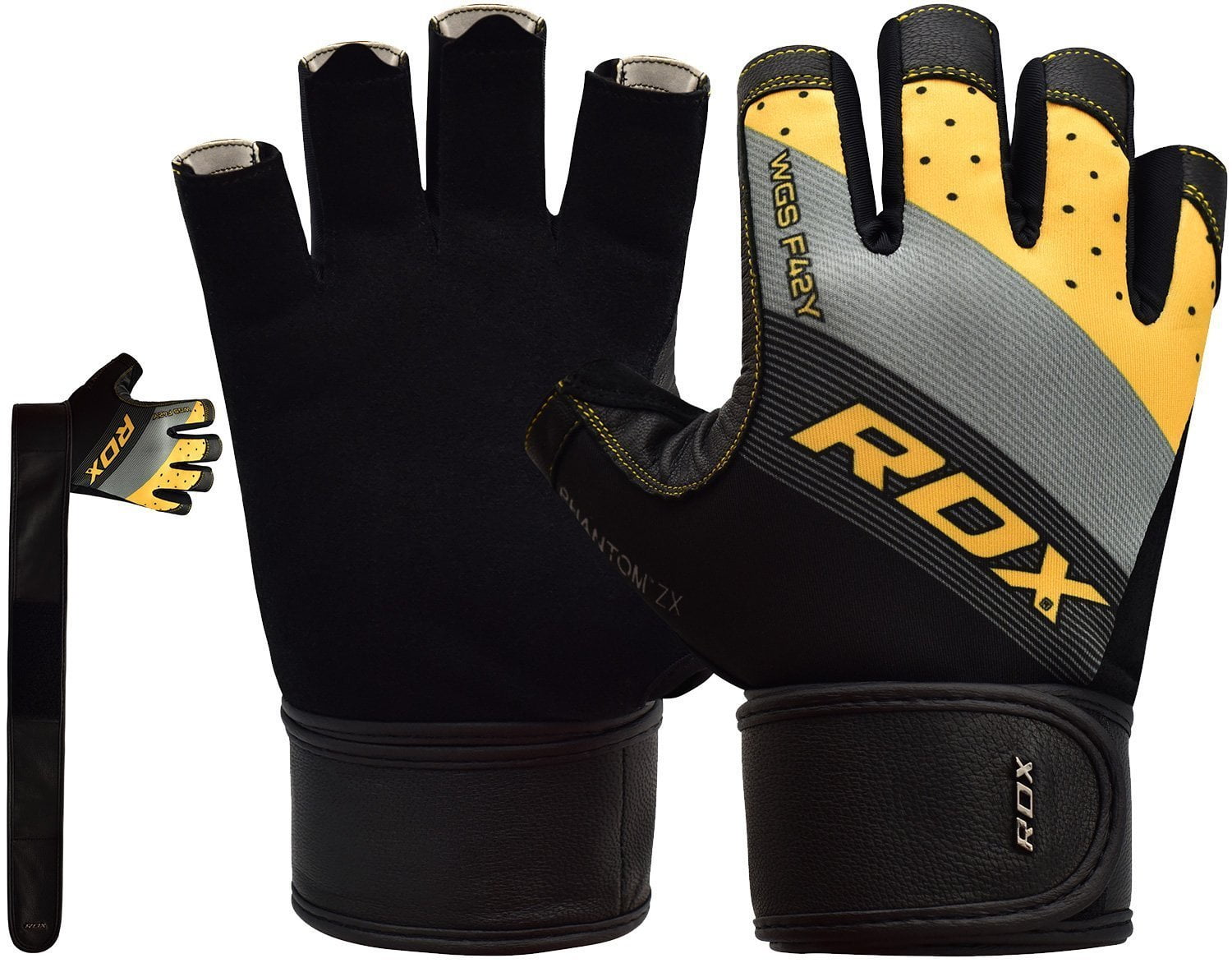 RDX Weight Lifting Body Building Gym Training Fitness Gloves Straps Leather New 