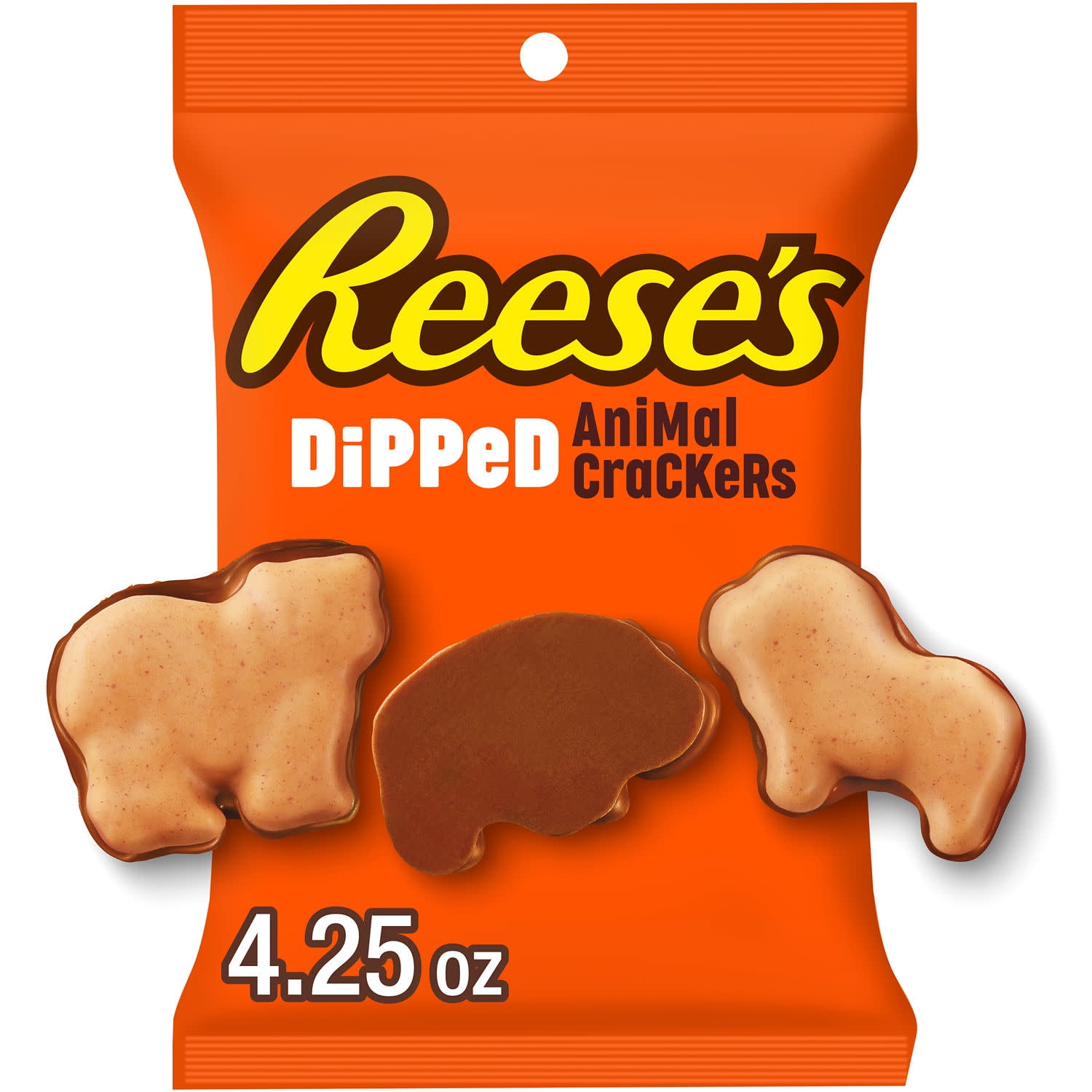 (6 pack) Reese's Chocolate and Peanut Butter Candy Dipped Animal Crackers, Bag 4.25 oz