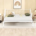 thumbnail image 2 of PAPROOS Daybed with Trundle Included, New Upgraded Twin Size Metal Daybed Frame with Strong Slat, Heavy Duty Extendable Daybed with Pull-out Trundle Bed, No Box Spring Needed, White, 2 of 11