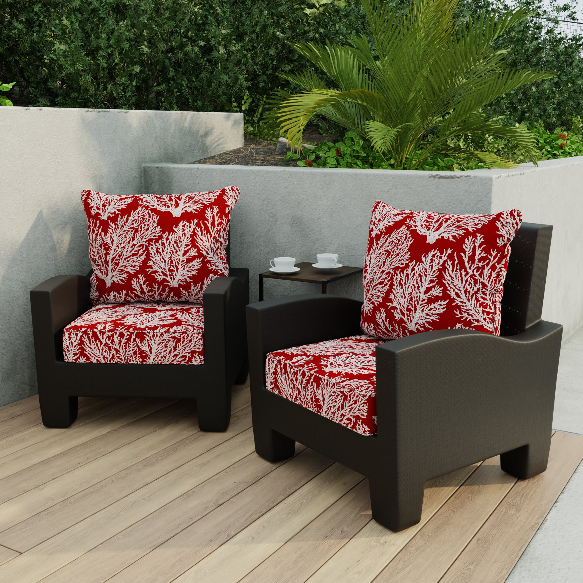 Jordan Manufacturing 46.5" x 24" Seacoral Red Nautical Rectangular Outdoor Deep Seat Chair Cushion Set with Welt
