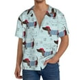 thumbnail image 7 of Lsque Dachshund Dog Puppy print Men's Cuban Collar Short Sleeve Shirt Summer Beachwear Casual Button Down Fashionable Vacation Leisure Shirt-3X-Large, 7 of 7