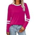thumbnail image 2 of Hoodies Long Sleeve Shirts for Women Autumn And Winter New Round Neck Long Sleeved Loose T Shirts Female Autumn And Winter Comfortable Commute Fashion Long Sleeved Lady T Shirt Tops Pink XL, 2 of 6