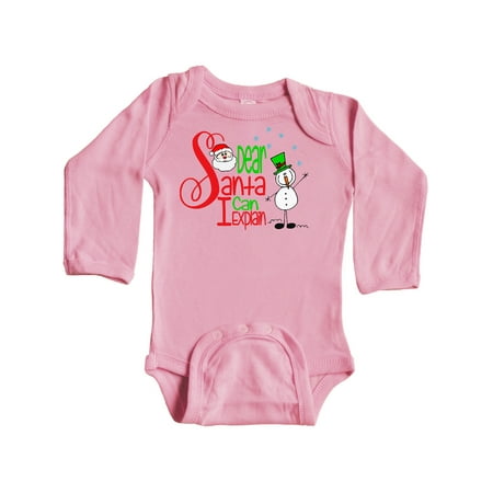 

Inktastic Dear Santa I Can Explain Cute Snowman and Snowflakes Gift Baby Boy or Baby Girl Long Sleeve Bodysuit