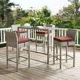 thumbnail image 5 of Modway Conduit Patio Wicker Rattan Bar Stool Set of 4 in Light Gray Currant, 5 of 5