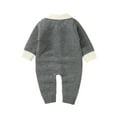 thumbnail image 6 of Qiylii Baby Boy Gentleman Knitted Bodysuit, Splicing Color Long Sleeve Rompers, 6 of 9