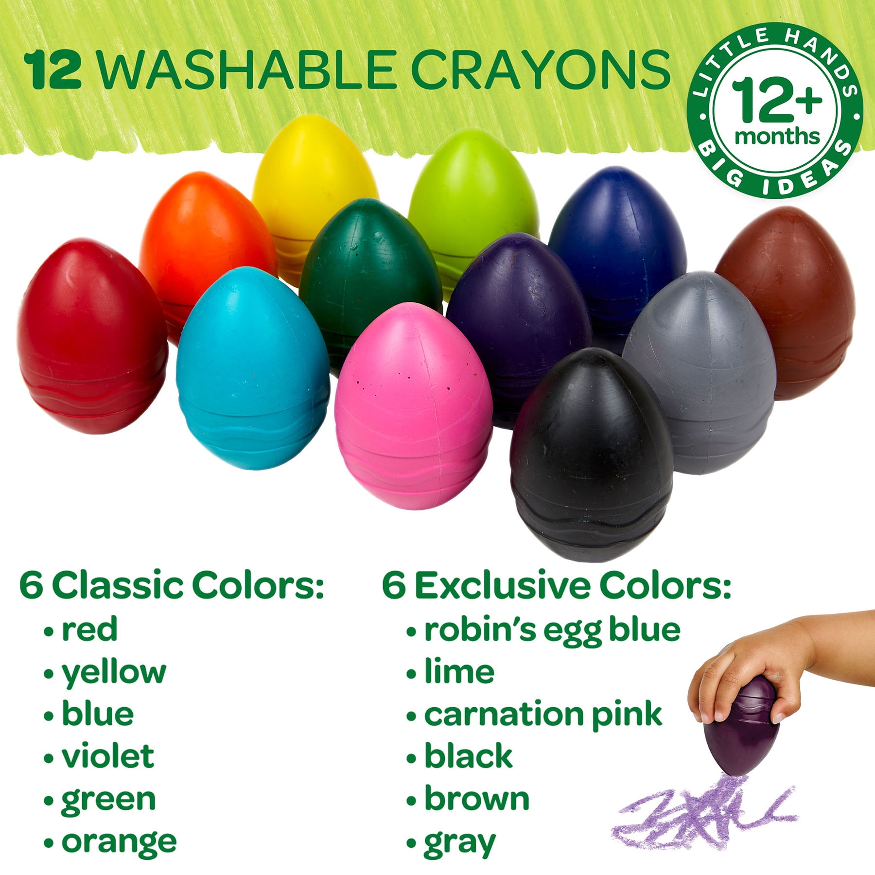 Washable Palm-grasp Egg Crayons - Ages 12mths+ – Playful Minds