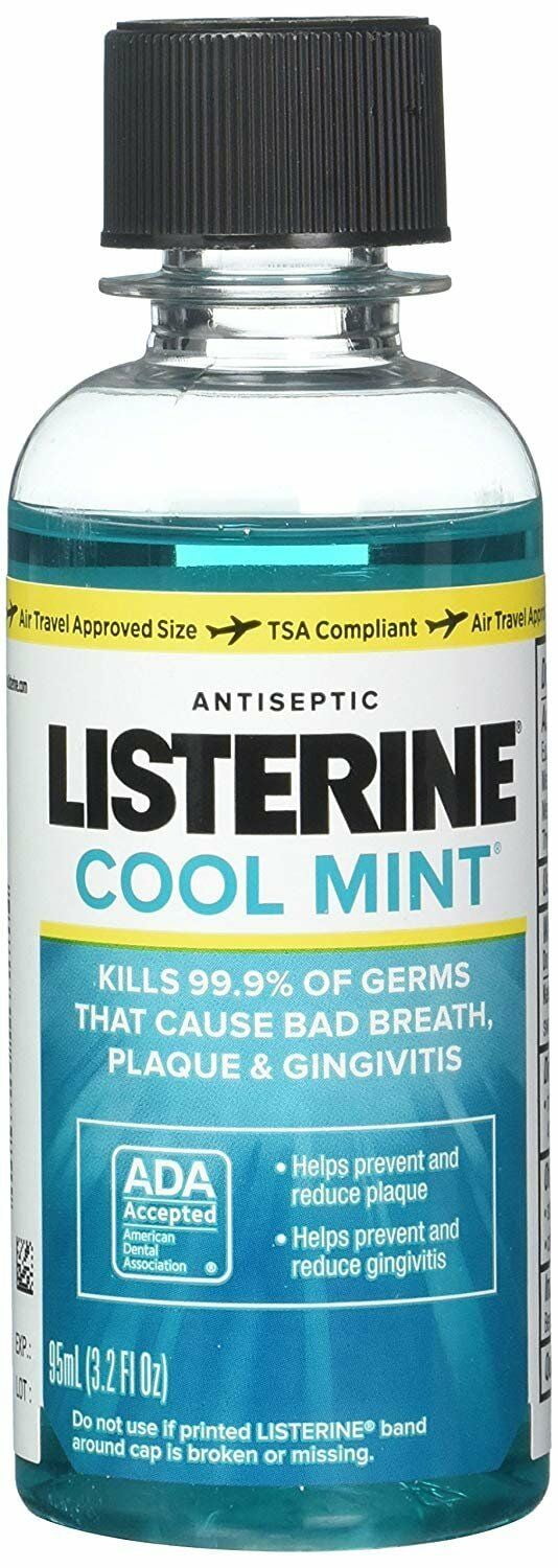 Listerine Cooling Mint Antiseptic Mouthwash Help Reduce Plague 3.2oz,6-Pack