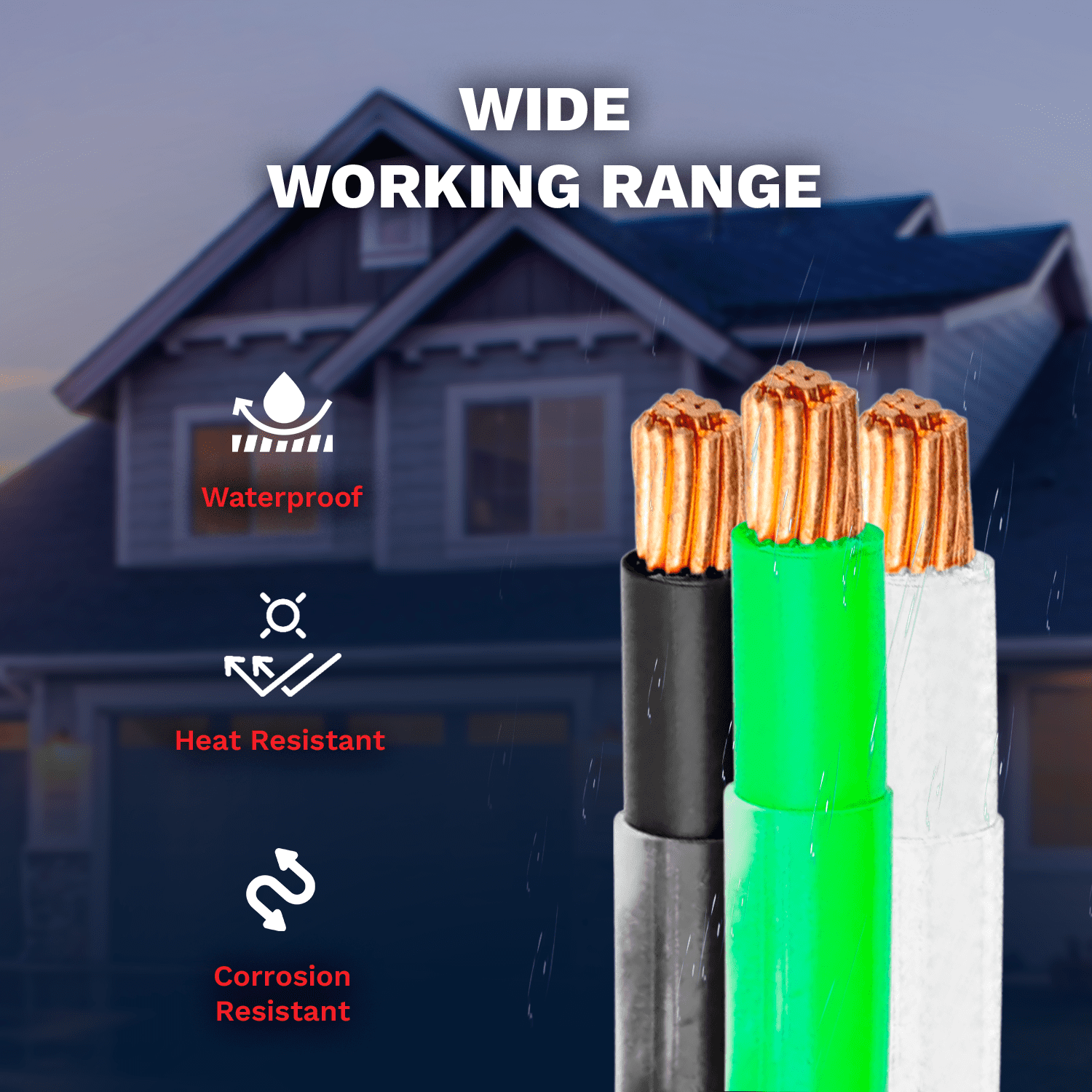 12 AWG THHN Twisted Stranded Copper Wire 3 Conductors (Black White Green) PVC/Nylon Jacket - 100Ft