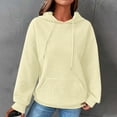 thumbnail image 2 of WCMZJ Womens Hoodies Pullover Quilted Long Sleeve Knit Oversized Sweatshirt Fall Drawstring Hooded Sweatshirts with Pocket Beige M, 2 of 7