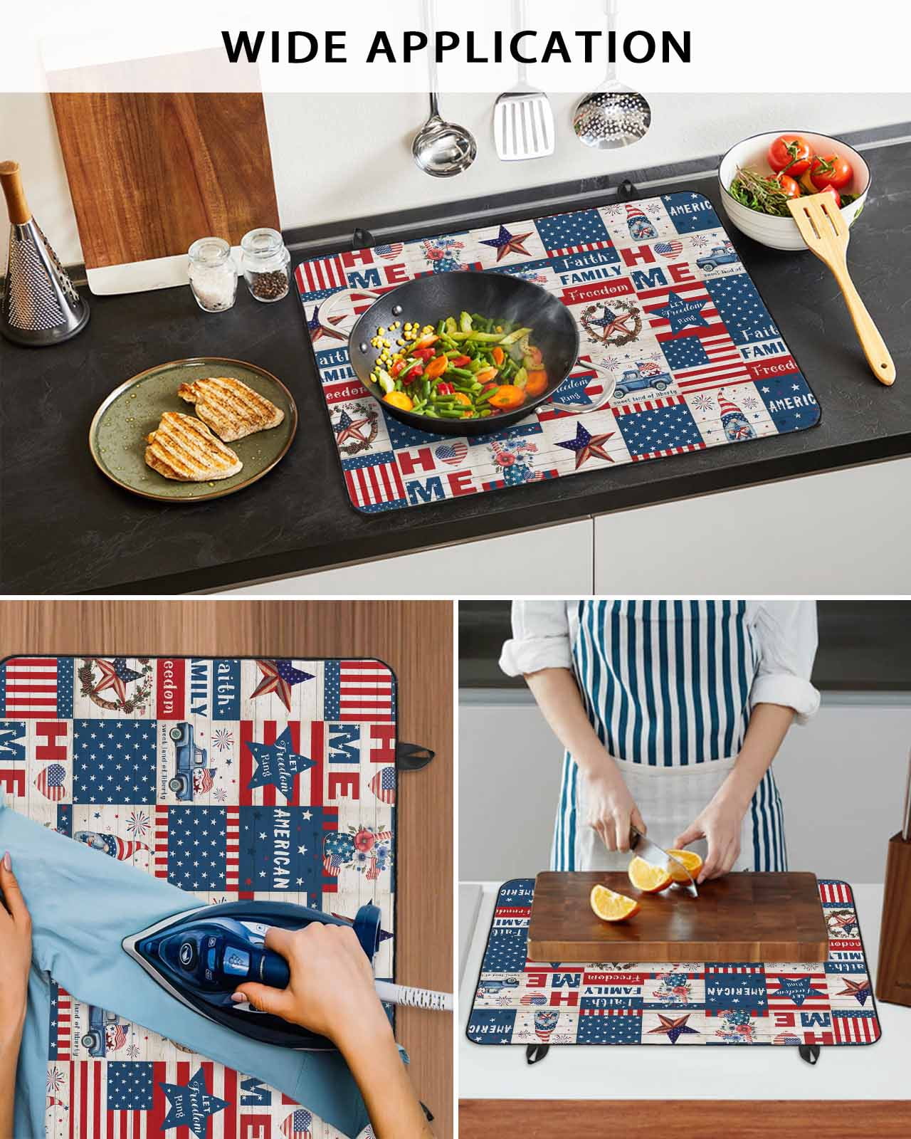 Large Induction Cooktop Protector Mat Independence Day Stove Top Covers for Electric Stove, Gnomes Star Truck Flag Farmhouse Decorative Stove Burner Cover Mats, Glass Top Stove Cover