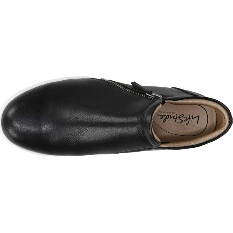 Women s Life Stride Eden Side Zip Sneaker Black Rodeo Polyurethane