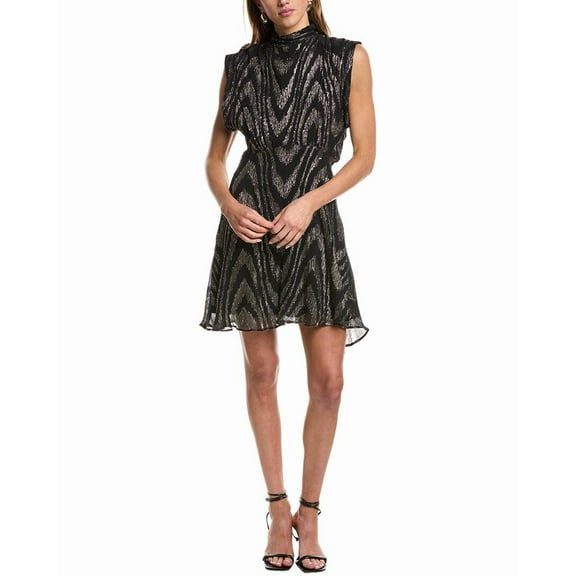 IRO womens Leven Silk-Blend Mini Dress, 36, Black
