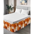 thumbnail image 4 of Orange White Color Block Bed Skirt King Size 18 Inch Drop, Paint Gradient Square Graffiti Wrap Around Dust Ruffle Bedskirts, Wrinkle & Fade Resistant Easy Fit Bedskirt with Adjustable Elastic, 4 of 8
