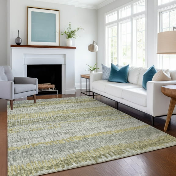 Addison Rugs Mayfield Washable Transitional Loops, Lines Sage Rectangle Rug, 10' x 14'