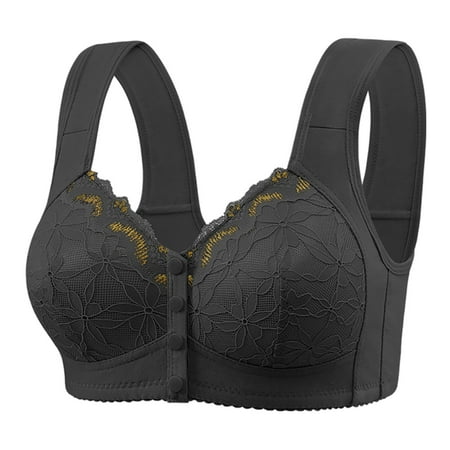 Xiaoxatg Women s Fixed Cup Front Buckle Underwear For The Elderly Plus Size Bra Without Underwire Thin Tank Top Bra Front Closure Wireless Bras for Women