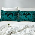 thumbnail image 3 of Gothic Dragon Bedding Set Boho Goth Teal Black Damask Duvet Cover Bohemian Exotic Floral Animal Comforter Cover Retro Victorian Baroque Dragon Bed Set 2 Pcs（No Comforter）, 3 of 5