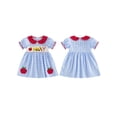 thumbnail image 3 of Kids Girls Back to School Dress Apple Pencil School Bus Embroidery Doll Collar Short Sleeve Dress Toddler Summer Casual Dress, 3 of 9