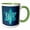 Green/White, variant on 3drose, Star Shaped Geometric Element Filled with Glittering Blue Texture, 11oz Mug