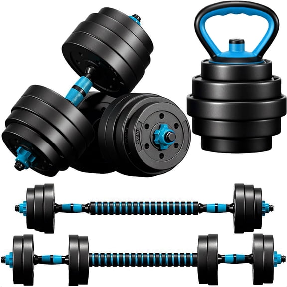 Adjustable Dumbbells,  Portable Changeable Dumbbell, Kettlebells, Push up Stand and Barbell Set with Adjustable Weights Dumbbells-45LBS