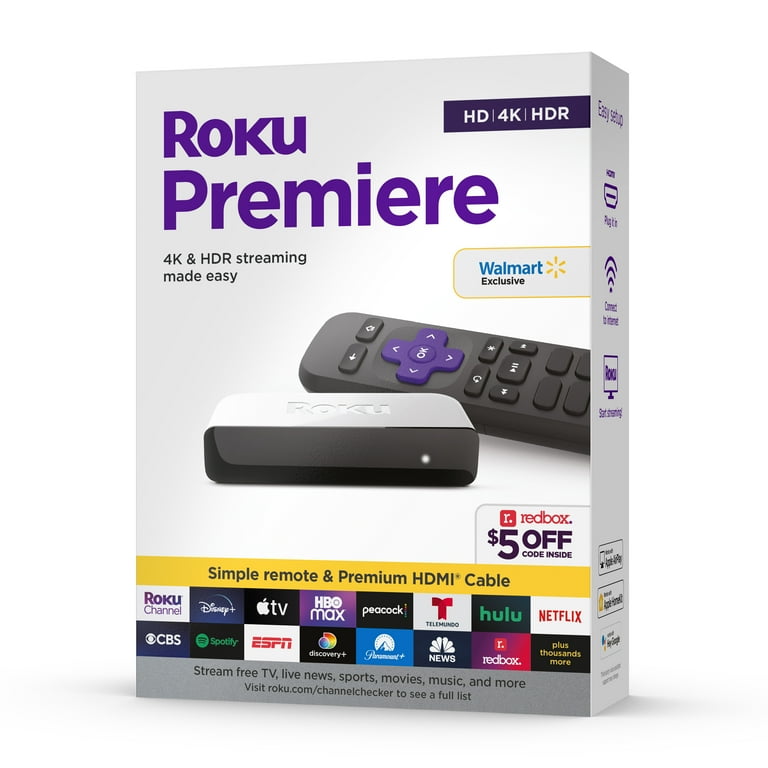 Premiere | 4K/HDR Streaming Media with Premium Speed HDMI Cable and Simple Remote - Walmart.com