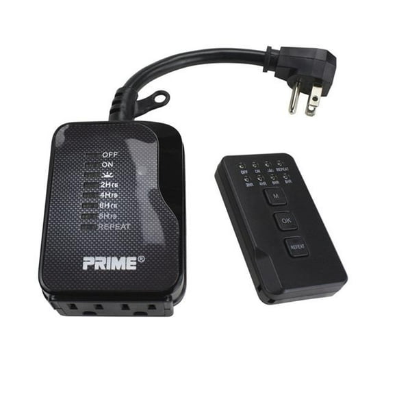 Prime Fil & Câble 3001318 Extérieur 24 Heures Minuterie avec Télécommande & 44; Noir
