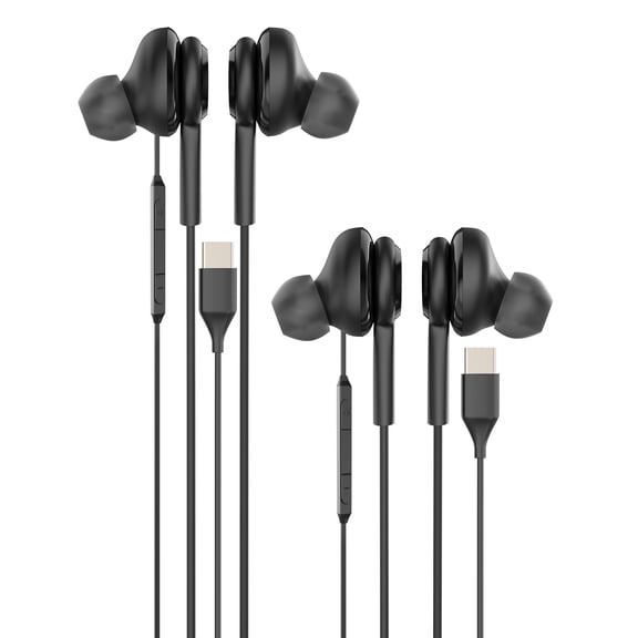 USB C Wired Headphones (2Pack) Type C jack Earphones with Microphone Noise Cancelling Earbuds for Phone Compatible for Samsung Galaxy S25 S24 Ultra Android for Pad in-ear Headset Cord Audífonos Cable