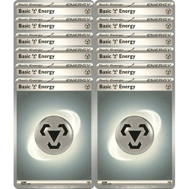 Lote de 12 Energías Básicas de Metal Pokémon Escarlata y Púrpura